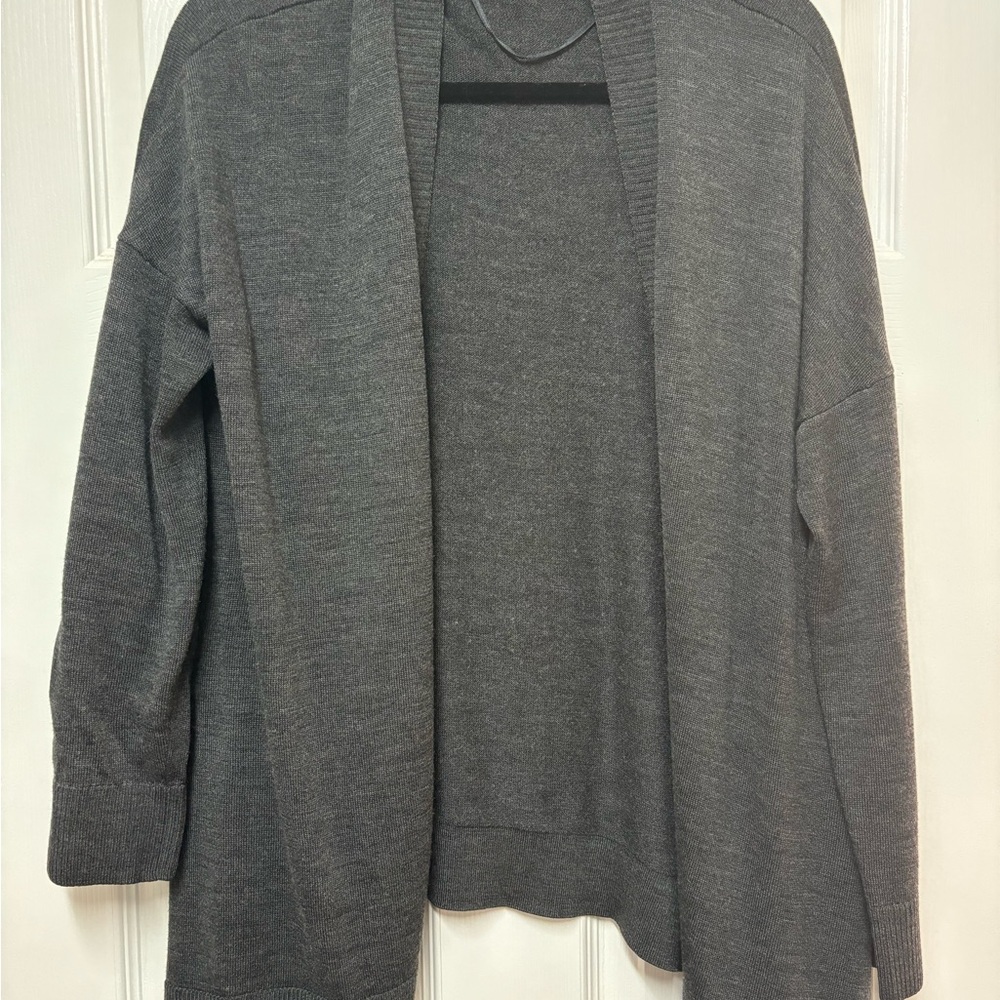 LOFT Charcoal Open Front Cardigan